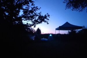 Moth trapping using an actinic lamp at Home Dyke in June 2024 (photo by Dave Jones)